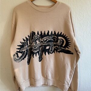 Travis Scott Beige Graphic Crewneck Sweater